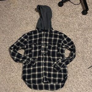 Old Navy Black and Tan Plaid Shirt